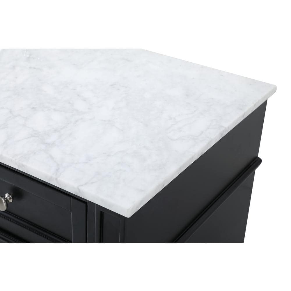 Park Avenue 60" Black Solid Wood Marble Single Bathroom Vanity