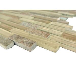Classic Design Era Beige Linear Mosaic 12 in. x 12 in. Glass and Stone Wall Pool Floor Tile  (11.22 sq. ft.)