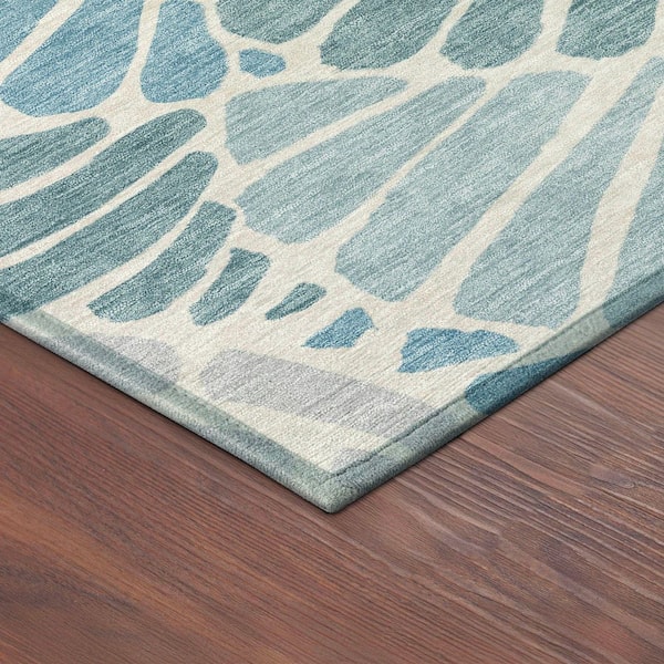 Chantille Machine Washable Indoor/Outdoor Abstract ACN2384 Teal 8 ft. x 10 ft. Area Rug