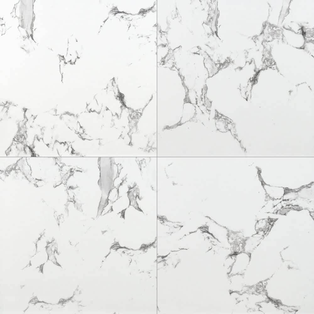 Pietra Statuario 4 in. x 4 in. Matte Porcelain Marble Look Floor and Wall Tile Sample price history on PriceWatchPro
