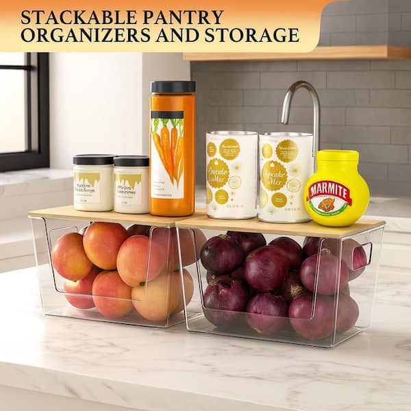 Afoxsos Clear 12in x 7in Acrylic Stackable Pantry Organizer with