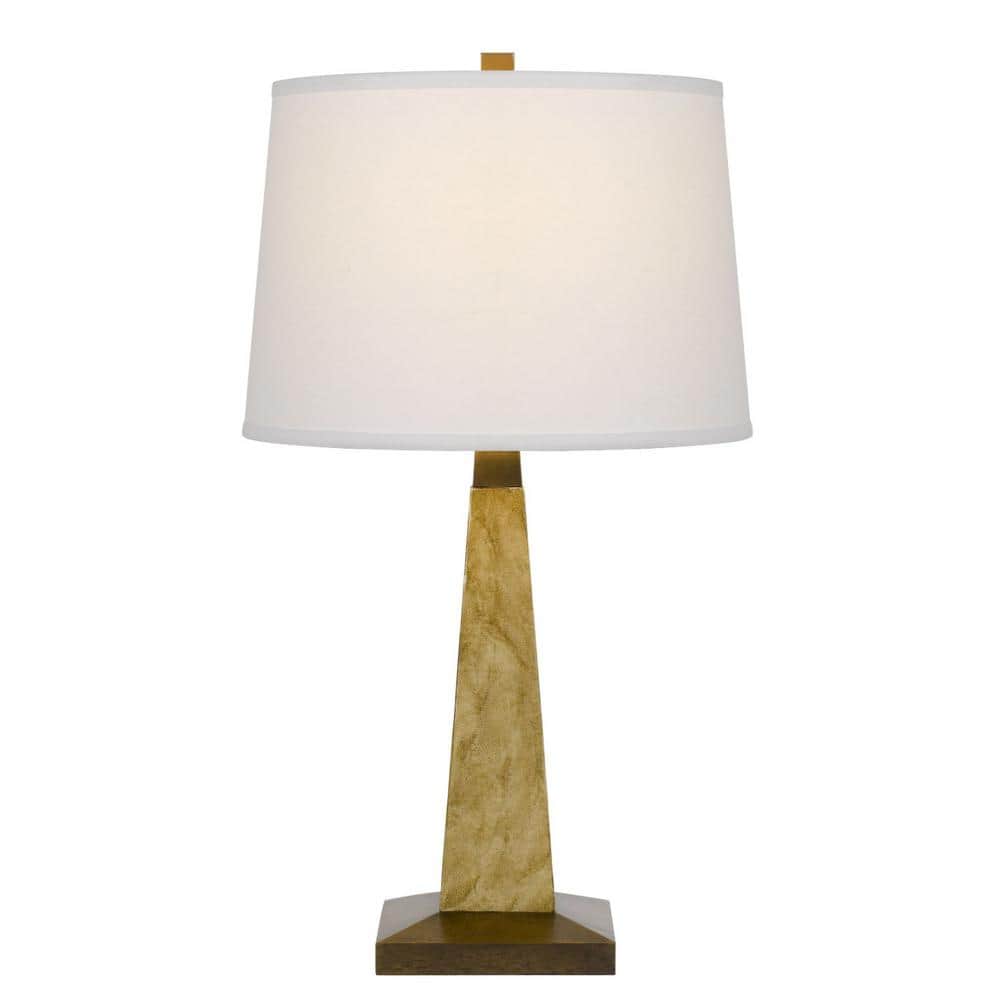 28" Brown Resin Table Lamp with Off White Empire Shade