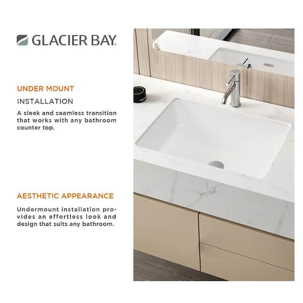 Glacier Bay 22 in. Ceramic Rectangular Undermount Bathroom