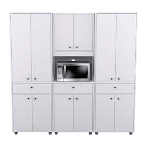 Ready to Assemble 71 in. W x 70.5 in. H x 17 in. D Kitchen Storage Utility Cabinet in White (3-Piece)