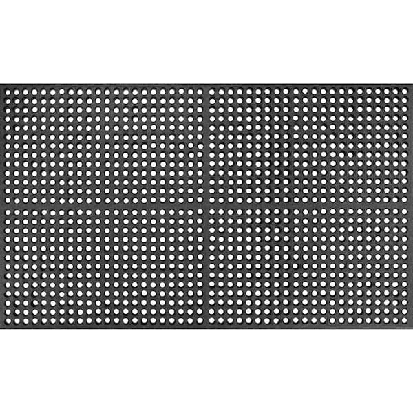 Unbranded Work Step 1/2 in. Black 3 ft. x 5 ft. Rubber Anti-Fatigue Indoor Commercial Floor Mat