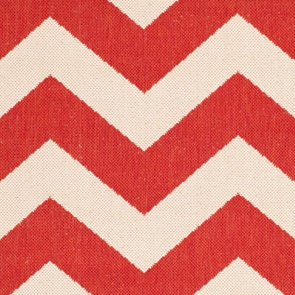 Contemporary Red Chevron 44"x24" Easy-Care Outdoor Rug