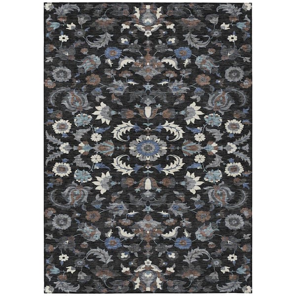 Chantille Machine Washable Indoor/Outdoor Abstract ACN2473 Black 5 ft. x 7 ft. 6 in. Area Rug