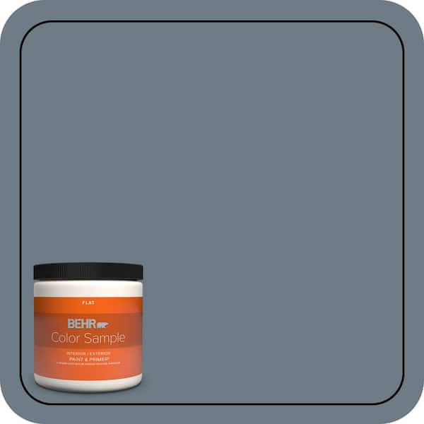 BEHR PREMIUM PLUS 8 oz. #N490-5 Charcoal Blue Flat Interior/Exterior Paint & Primer Color Sample