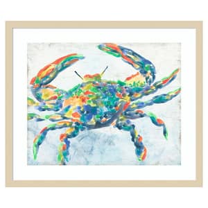 Rainbow Crab II by June Erica Vess 25 in. W x 21 in. H. Wood Framed Wall Art Print Framed in Brown