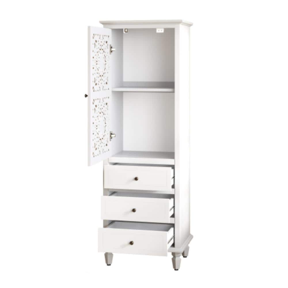 21.65 in. W x 15.75 in. D x 62.99 in. H Bathroom White Linen Cabinet with Drawers price history on PriceWatchPro