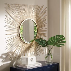 Elspeth 42 in. W x 42 in. H Sunburst Metal Goldtone Framed Accent Mirror