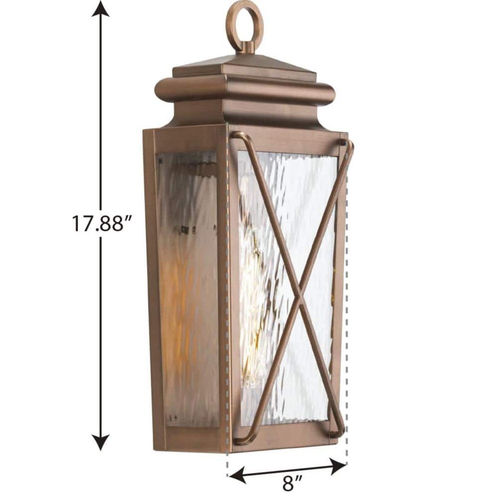 Antique Copper Dimmable Outdoor Wall Lantern with Water Glass
