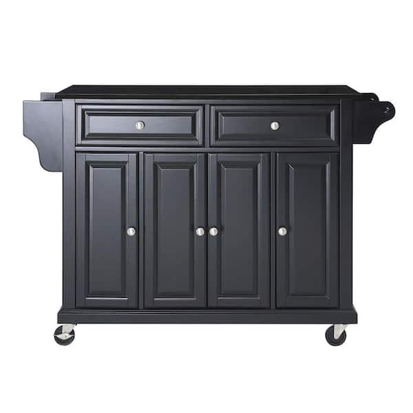 CROSLEY FURNITURE Full Size Black Kitchen Cart with Black Granite Top
