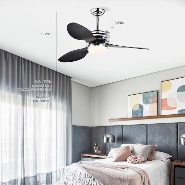 JAZAVA 52 in. Indoor Black and Chrome Standard Ceiling Fan