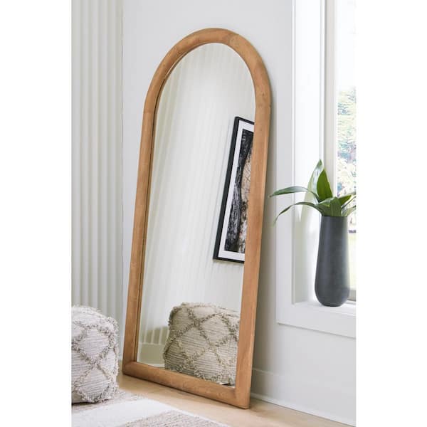 Dairville Brown 38.25 in. W x 78 in. H Arch Wood Full Length Floor Mirror