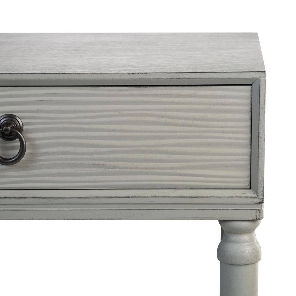 Distressed Gray Wood and Metal Accent Table with Storage