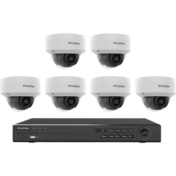 LaView 8-Channel Full HD IP Indoor/Outdoor Surveillance 2TB NVR System (6) Dome 1080P Cameras Remote View Motion Record