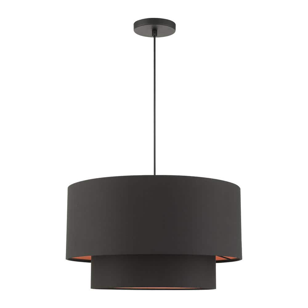 Sentosa Modern Black 3-Light Indoor/Outdoor Drum Pendant