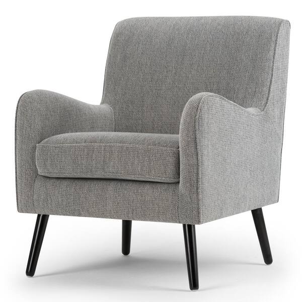 Simpli Home Dysart 28 in. Wide Mid Century Modern Arm Chair in Grey Tweed Fabric