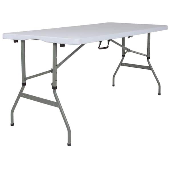 Unbranded CGA-RB-231465-GR-HD 60 in. Granite White Plastic Tabletop Metal Frame Folding Table - 1