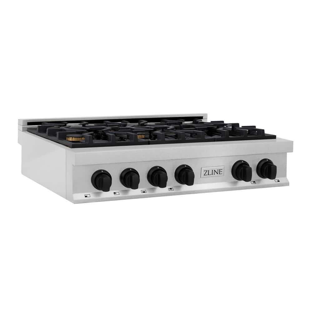 Autograph Edition 36 in. Legacy Rangetop with 6 Burners in Satin Stainless Steel with Matte Black Accents
