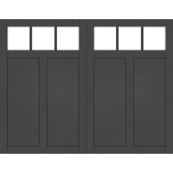 Canyon Ridge Elements 9 ft. x 7 ft. 6.5 Insulated Design 12 Iron Ore Garage Door With Large REC13 Windows
