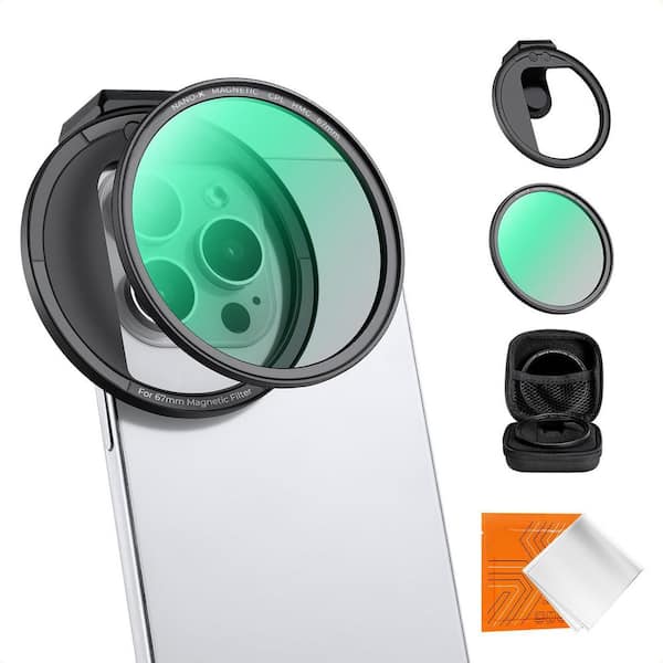 Magnetic CPL Phone Lens Filter Kit with 67mm Polarizer, Cold Shoe, Locking Knob, for iPhone 16 15 Pro Max 14 13