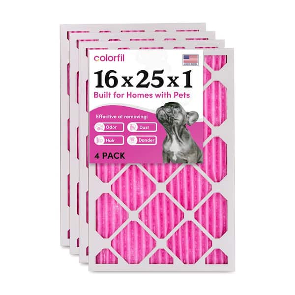 16 in. x 25 in. x 1 in. Odor Removal and Color Changing Pleated Furnace Air Filter, MERV 8 (4-Pack)