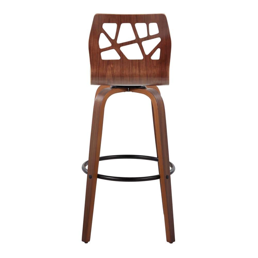 Teal Fabric Walnut Wood Black Metal Swivel Barstool Set
