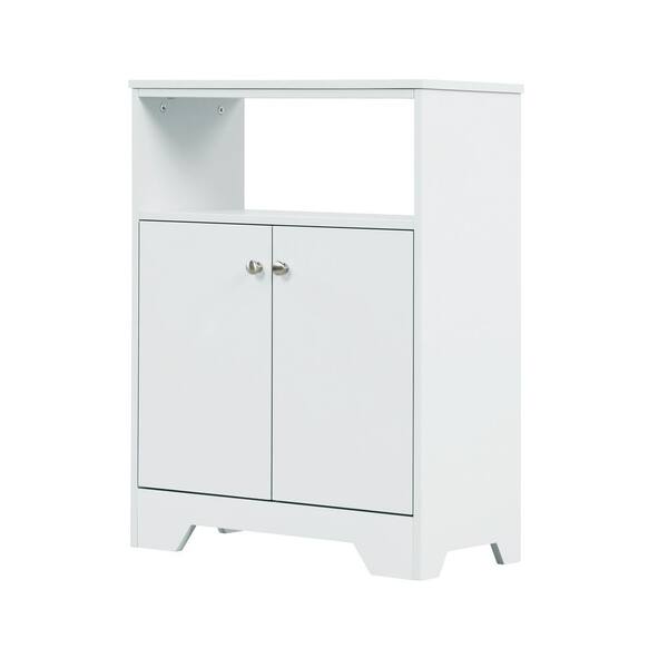 taholi 11.8 in. W x 23.6 in. D x 31.7 in. H White MDF Freestanding Floor Bathroom Linen Cabinet with Adjustable Shelves