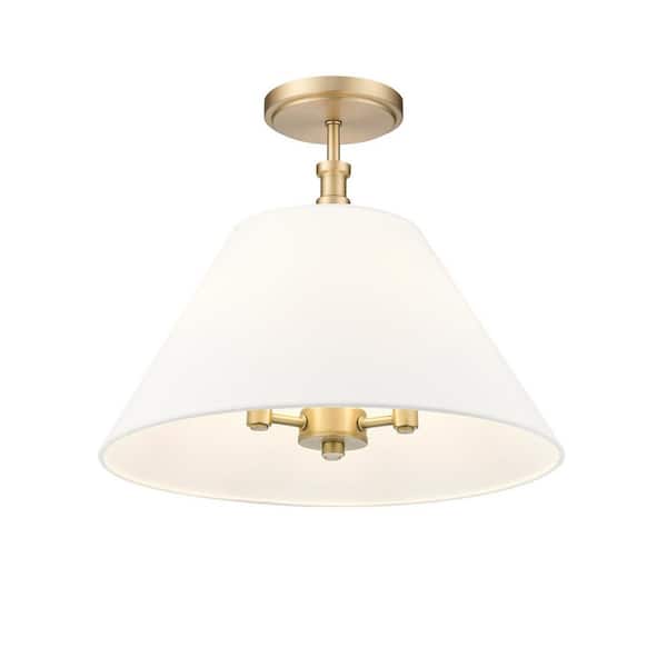 Adorra 16 in. Wide 3-Light Semi Flush-Vintage Brass