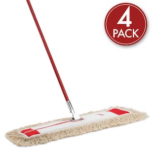 36 in. Heavy Duty Cotton Flat Dust Mop with Steel Handle (4-Pack)