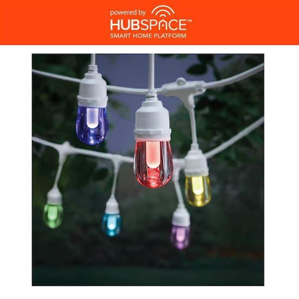 Smart White 24-Light 48 ft. Indoor/Outdoor Plug-in Integrated LED RGBW String Light with Party Mode Powered by Hubspace