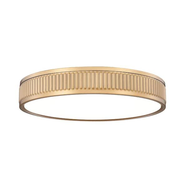 Stari 16.75 in. Modern Gold Integrated LED 1 Light Flush Mount with Frosted Acrylic Shade