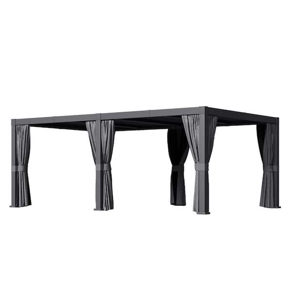 Sizzim 20 ft. x 12 ft. Aluminum Patio Louvered Pergola Hardtop Gazebo with Adjustable Sunshade Roof