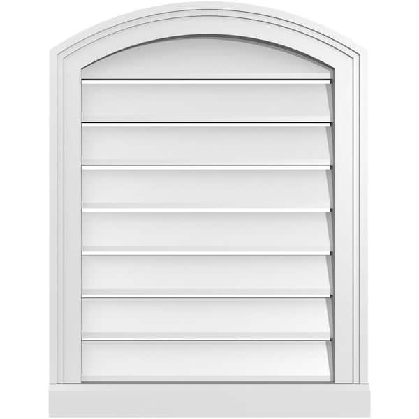 Ekena Millwork 20 in. x 24 in. Arch Top Surface Mount PVC Gable Vent: Decorative with Brickmould Sill Frame
