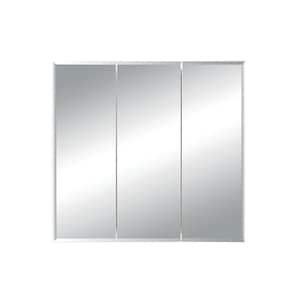 Horizon 30 in. W x 28-1/4 in. H x 5 in. D Frameless Tri-View Recessed Bathroom Medicine Cabinet in White