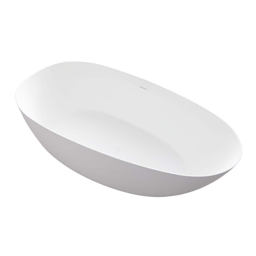 67'' White Stone Resin Freestanding Soaking Bathtub