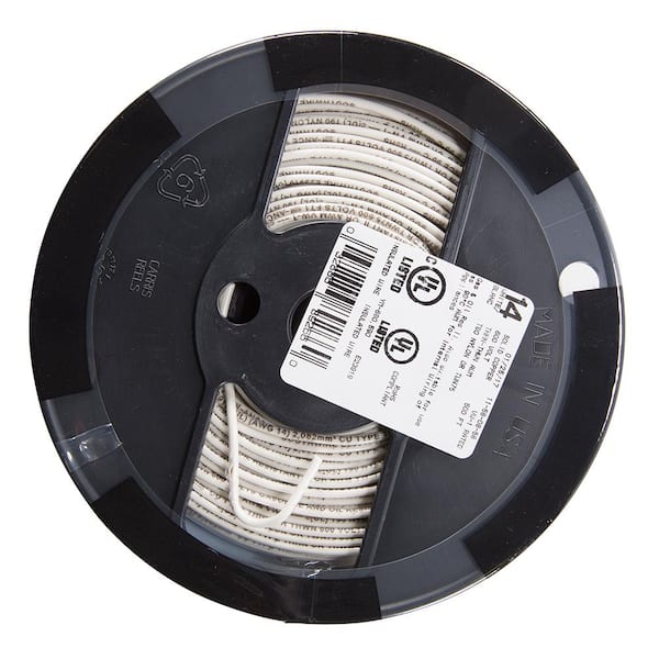100 ft. 14 Gauge White Solid Copper THHN Wire 112-1472CR - The Home Depot