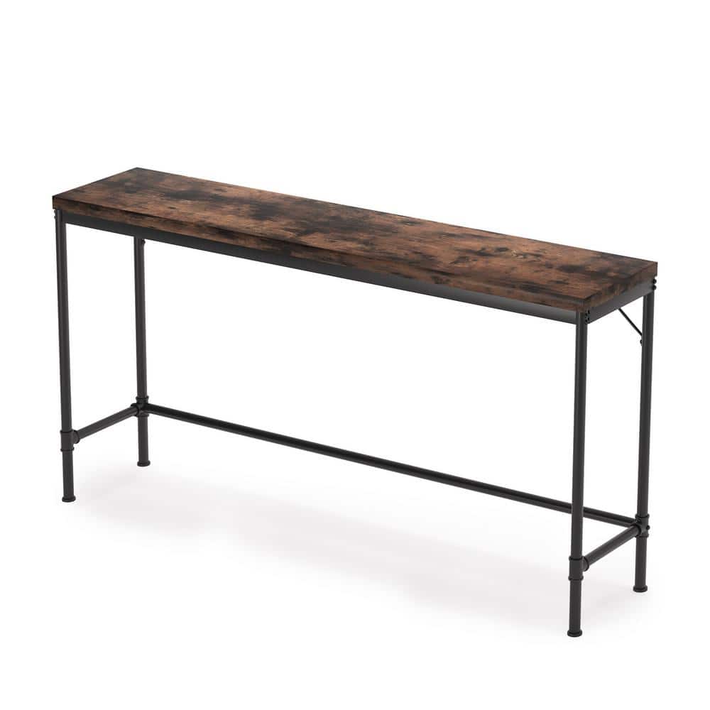 Tribesigns Catalin 70.8 in Brown 37.4 in Standard Rectangle Engineered Wood Console Table Sofa Table for Living Room
