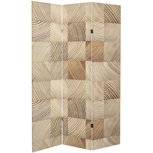 Pale Wood Pattern 6 ft. Printed 3-Panel Room Divider