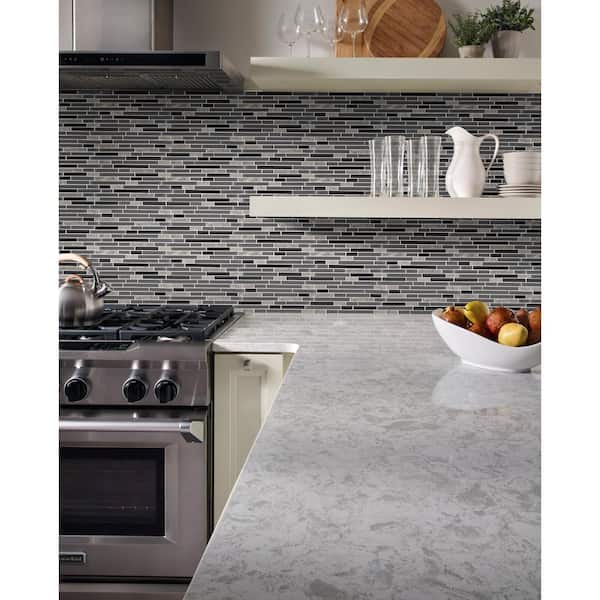 Urban Loft 4 in. x 4 in. x 4 mm Textured Glass Stone and Metal Mesh-Mounted Mosaic Tile - 4 in. x 4 in. Tile Sample