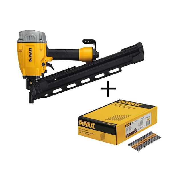 DEWALT Pneumatic 21-Degree Collated Framing Nailer and 3 in. x 0.131 in. Metal Framing Nails (2000 Pack)