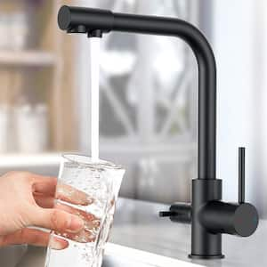 Double Handle Pull Down Sprayer Kitchen Faucet with Water Filtration in Black