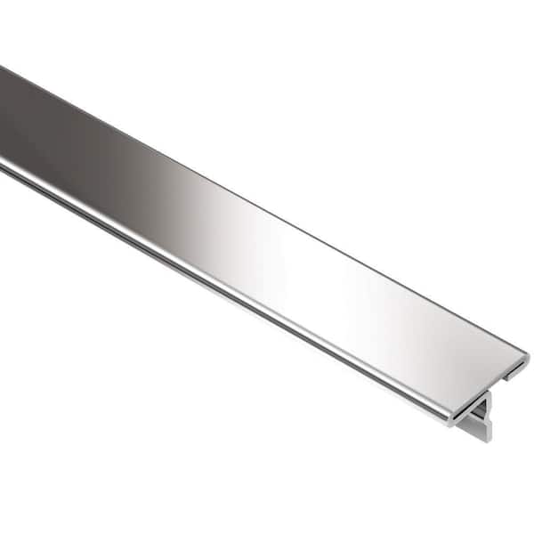 Schluter Reno-T Stainless Steel 1 in. x 8 ft. 2-1/2 in. Metal T-Shaped Tile Edging Trim