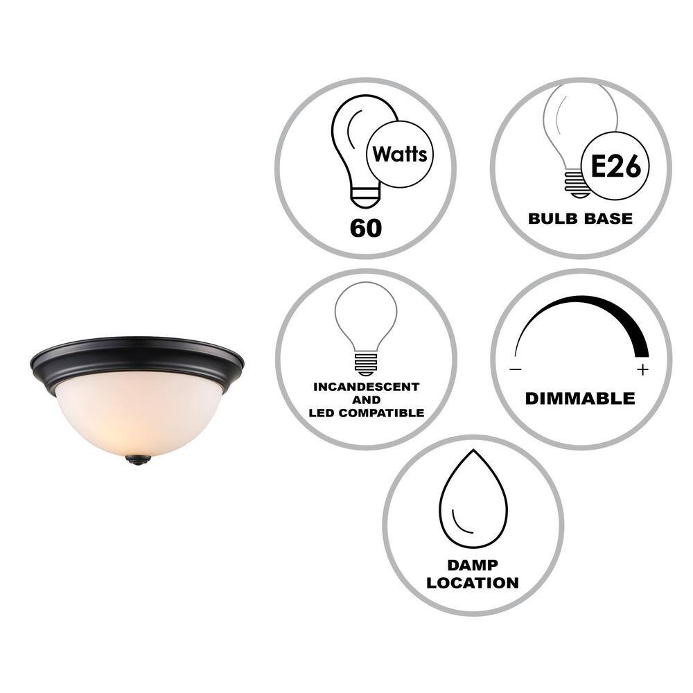 Black Frosted Glass 12" Flush Mount Ceiling Light