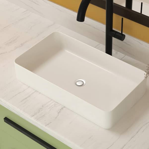Staykiwi 24 in. Vessel Rectangular Bathroom Sink in White Ceramic