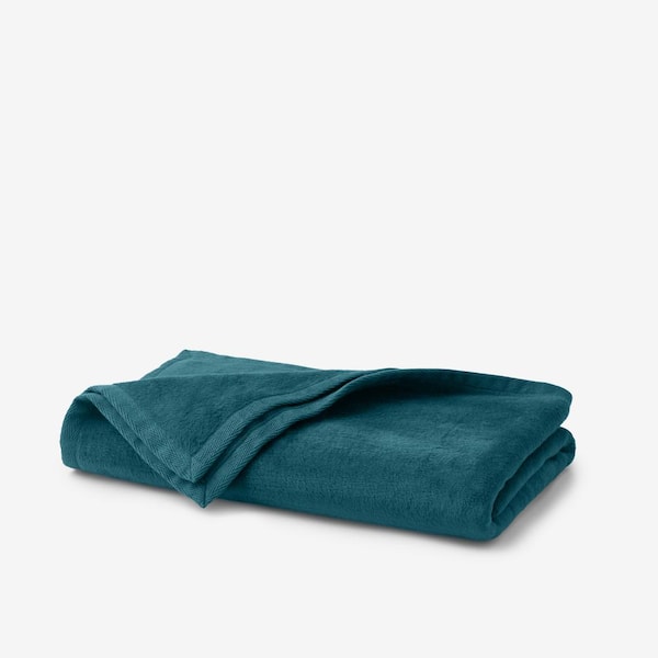 The Company Store Cotton Fleece Teal Cotton Throw Blanket