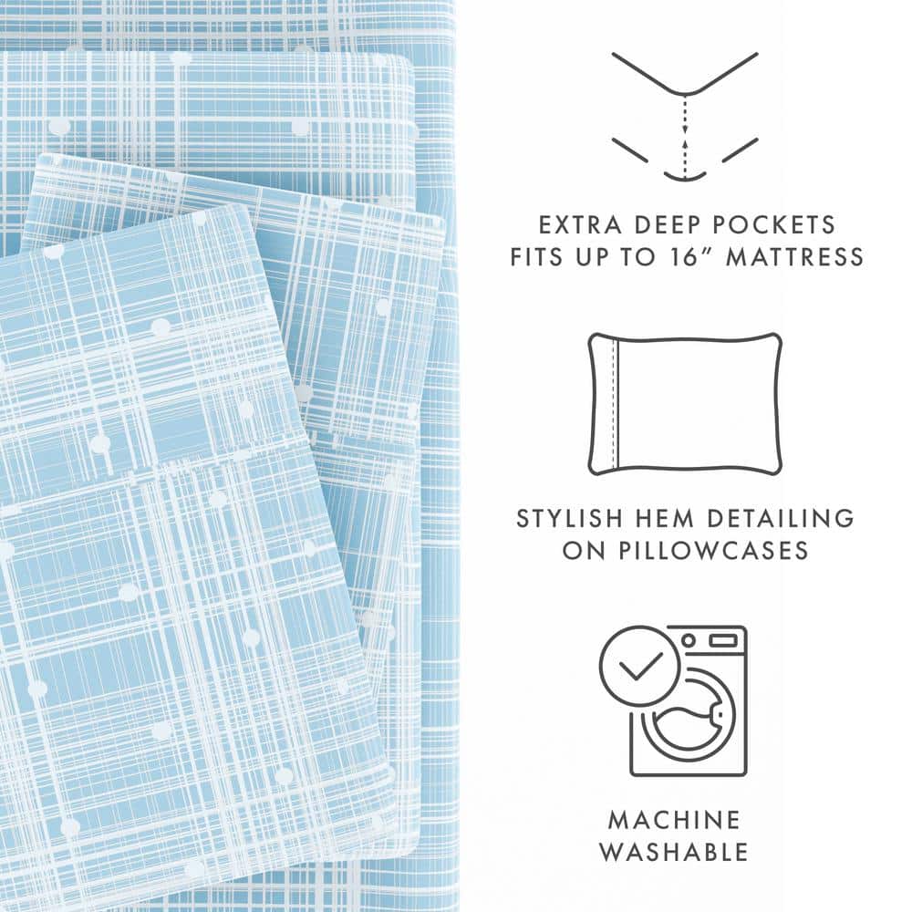 Aqua Polka Dot Queen Microfiber Sheet Set