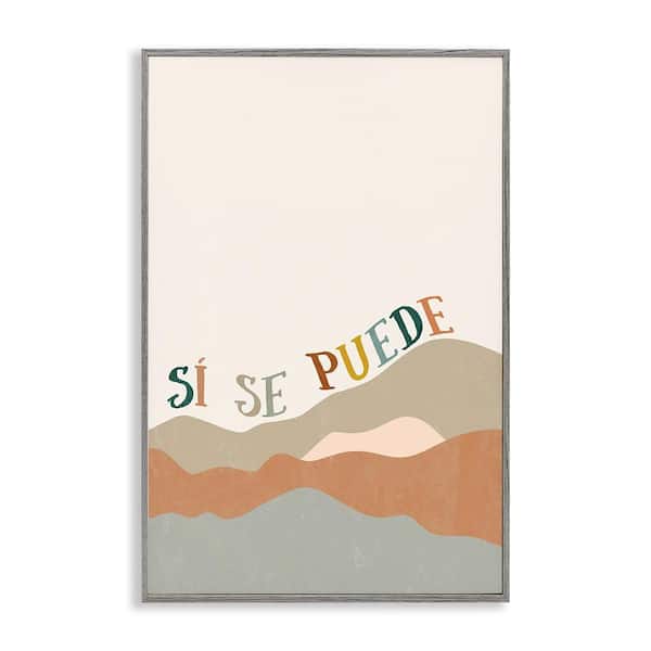 Stupell Industries Yes You Can Mountains by Anna Quach Gray Framed Typography Giclee Art Print 24 in. x 16 in.
